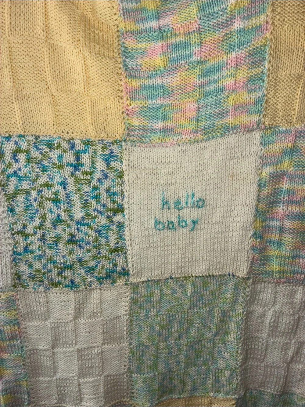 Handmade Patchwork Baby Blanket - Pastel Yellow, Blue, Pink & White